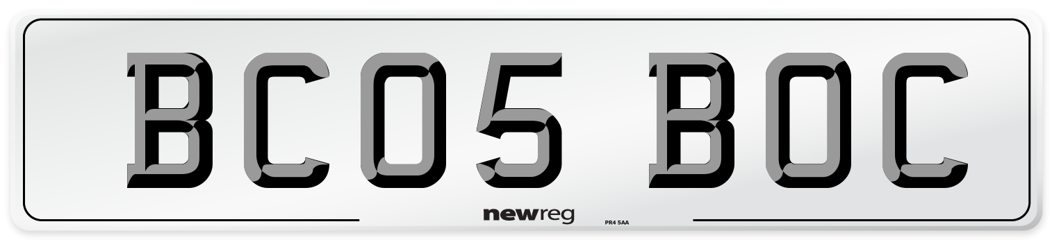 BC05 BOC Number Plate from New Reg